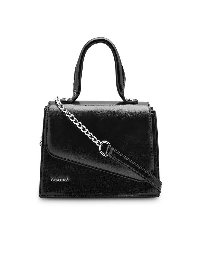 Fastrack Lil’Spark Sling | Black Faux-Leather Women’s Handbag | Sling with Fixed Handle & Detachable Strap for Casual & Party Carry - Image 1